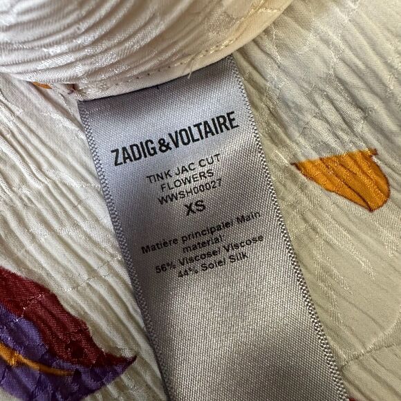 ZADIG & VOLTAIRE Tink Jac Cut Flowers Blouse V-Neck Multicolor - Picture 8 of 11